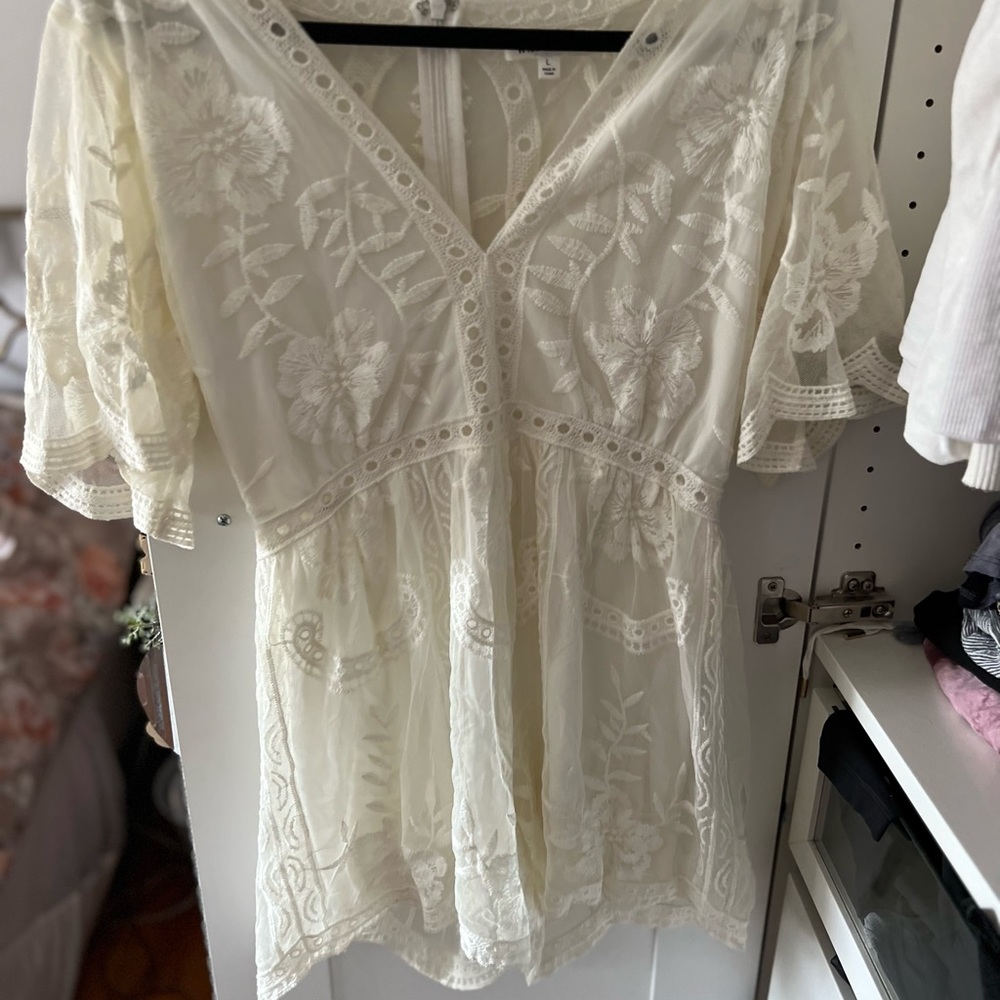 WORN ONCE women’s white lace romper